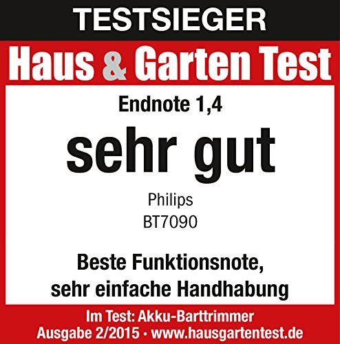 Philips BEARDTRIMMER Series 7000 BT7090/32 depiladora para la barba Negro - Depiladoras para la barba (1 mm, 1,8 cm, 3,2 cm, Negro, 75 min, Ión de litio)