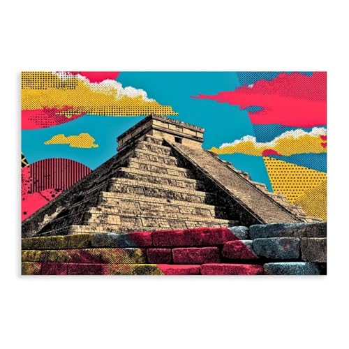 Poster vintage abstrait de pyramide maya pour créer une ambiance chaleureuse dans la chambre