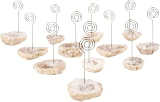 Koyal Wholesale Crystal Stone Place Card Holders for Names, Photos, Table Numbers for Modern Vintage Antique Farmhouse Wedding, Brunch, Events and Home Table Settings (12, Geode Druzy)
