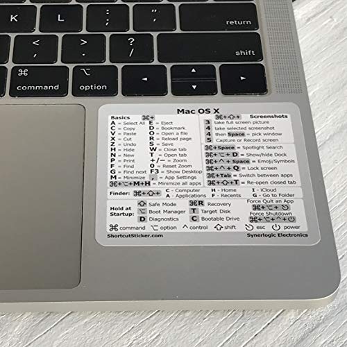 SYNERLOGIC Mac OS X + Big Sur Reference Keyboard Shortcut Cheat Sheet Sticker - White Vinyl size 2.9\"x2.6\"- For Intel Mac Air/Pro A1466 A1465 A1398 A1278 A1502 A1706 A1707 A1708 A1534 A1989 A2159 A2289 A1990 A2141 - Thumbnail 3