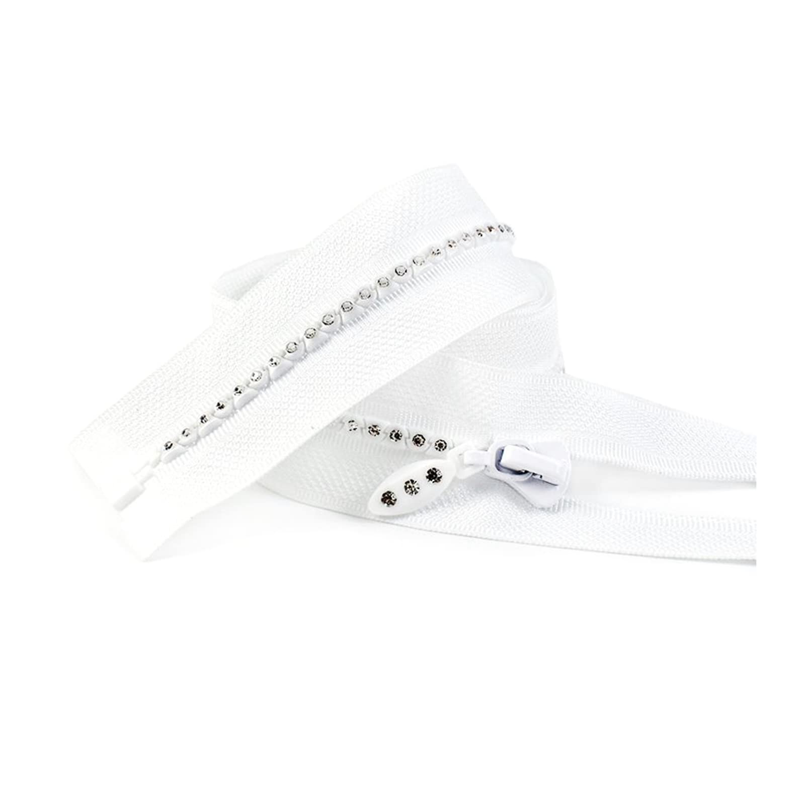 zamki do szycia, 5# Zamki błyskawiczne z żywicy kryształkami, otwarte, ozdobne zamki, kurtki puchowe, torby, ubrania, akcesoria do szycia DIY(White,60cm)