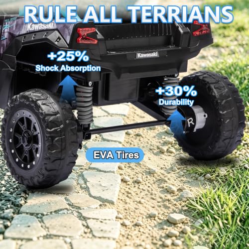 Image of NEWQIDA 24V Ride on Toys for Kid 3-5, Licensed Kawasaki KRX UTV, Blue