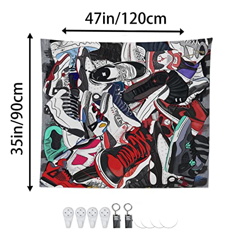 Etskom Sneaker Poster Tapestry Basketball Shoes Tapestry Sneaker Party Decorations Photo Backdrop Sport Tapestry For Men Teen Boys Wall Backdrop For Bedroom 36X48In #TOP1