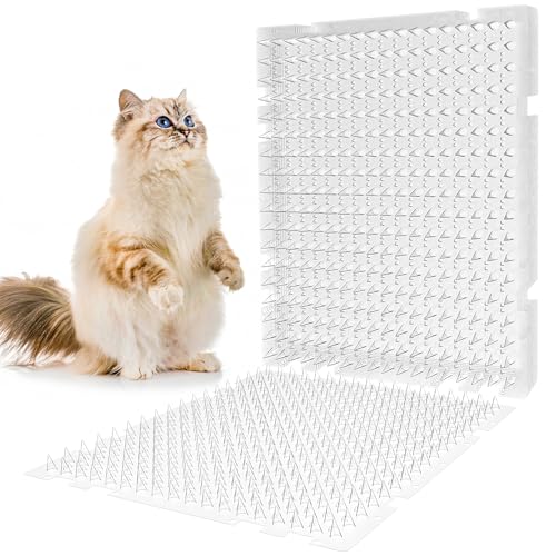 OCEANPAX Scat Mats for Cats, 16 Pack 16" x 13" Clear Cat Spike Mats with 1" Spikes and 100 Stickers, Over 23 Sq Ft Indoor Outdoor Barrier for Long Counters, Sofas, Windowsills and Garden