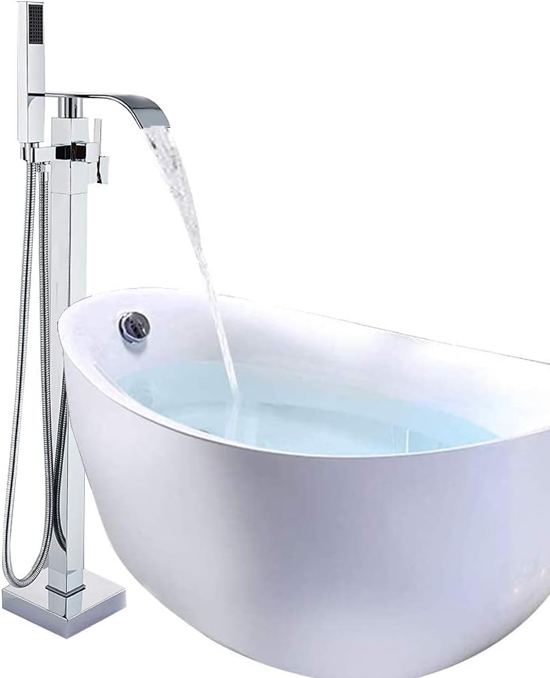 Onyzpily Chrome Freestanding Bath Taps Floor Mounted Bathroom Mixer