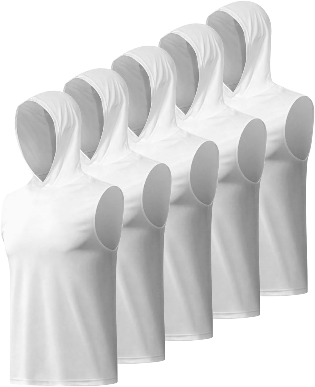 5 Pack Men's Tank Tops Hoodie UPF 50+ Sun Protection Sleeveless Hoodie Tee Shirt Lightweight for Gym Workout Swimming Running