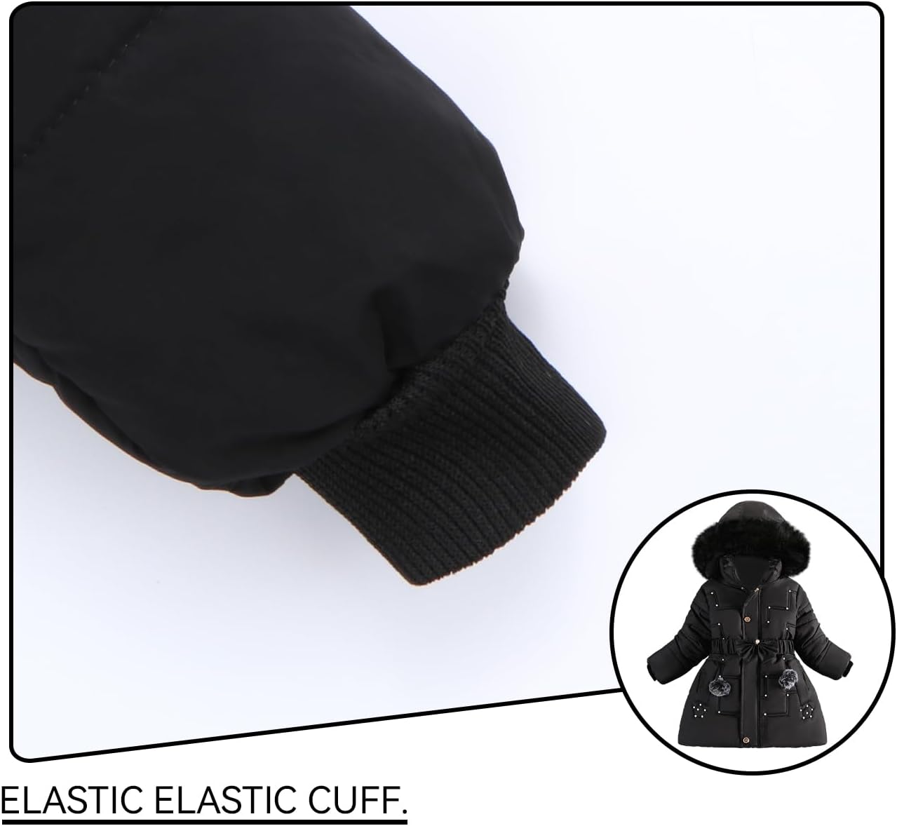 Girls Winter Dress Coats Faux Fur Hooded Fleece Jackets Waterproof Parka Outwear - Image 5