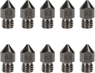 ACMYCH 10PCS 3D Hardened Steel MK8 Nozzle with High-Temperature Resistance Upgraded Tungsten All Metal Nozzle Ends for Makerbot Ender 3 / Ender 3 S1, Pro, CR-10 Series (0.5mm)