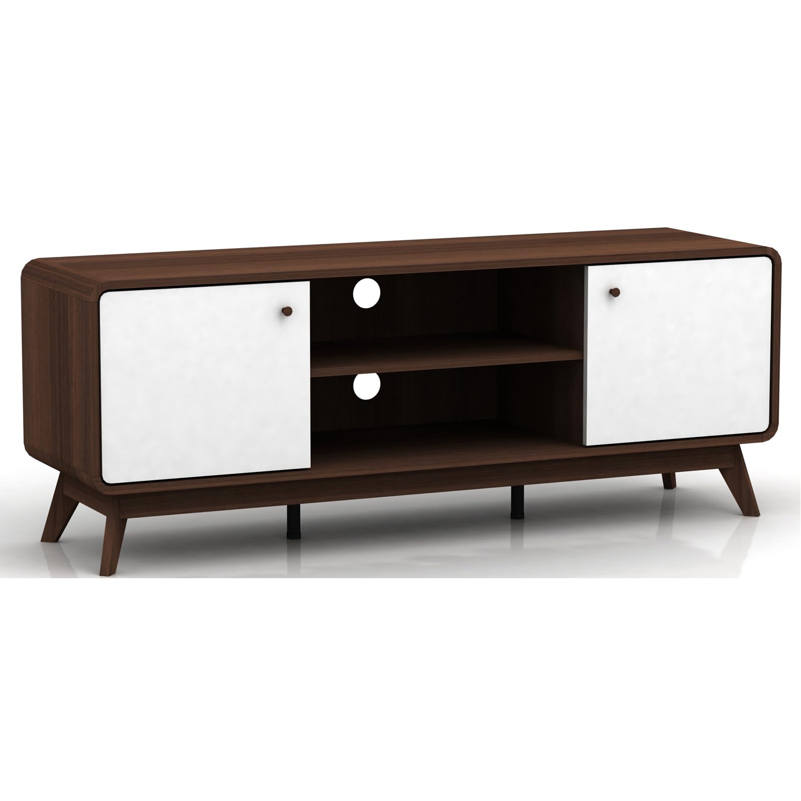 DHP Furniture Cassie TV Stand, Walnut Look White, 39x140x53cm (DxWxH)