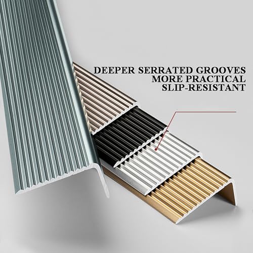 Profilé Antidérapant pour Marches en Aluminium Gris | Nez de Marche Sécurisé 20x40mm - 8