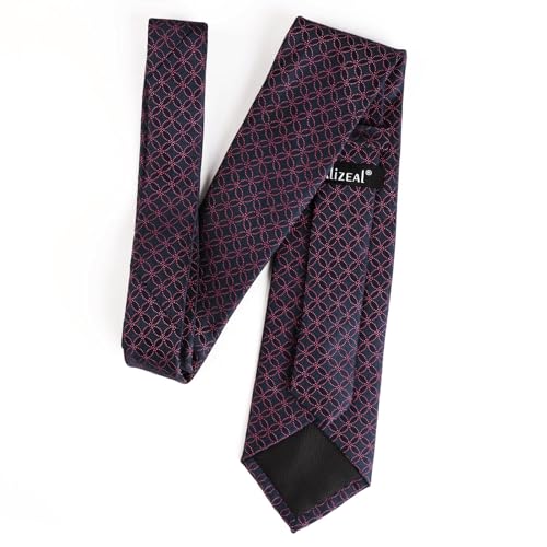 Image of Alizeal Mens Vintage Solid Plaid Tie with Pocket Square 3.15inches Necktie Set