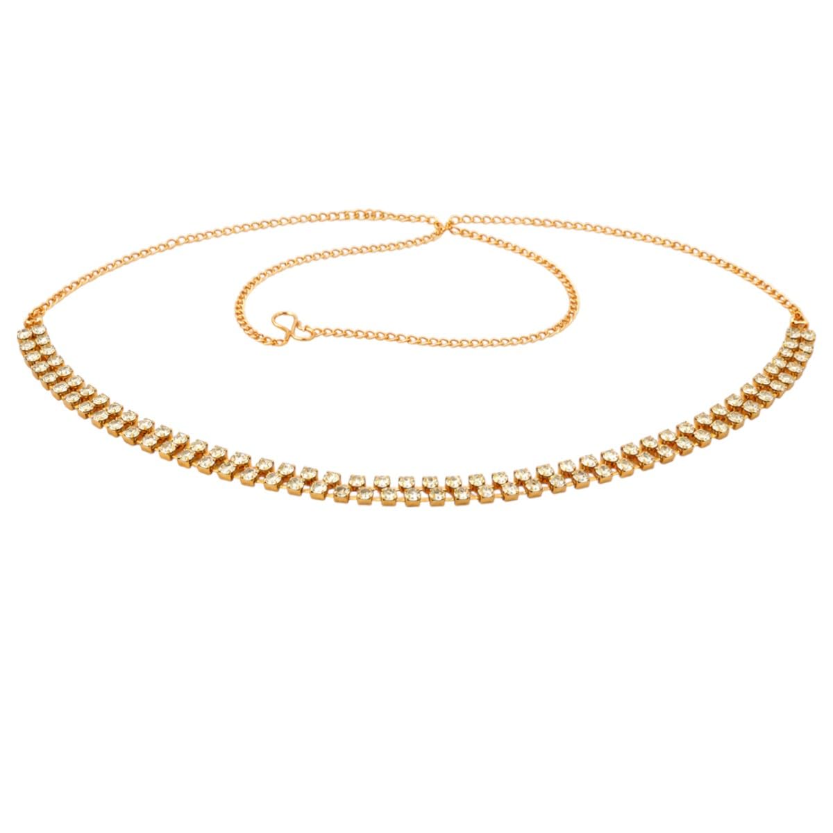 2 Line Stone White Brass Waist Hoop Waistbelt/Kamarband for Women