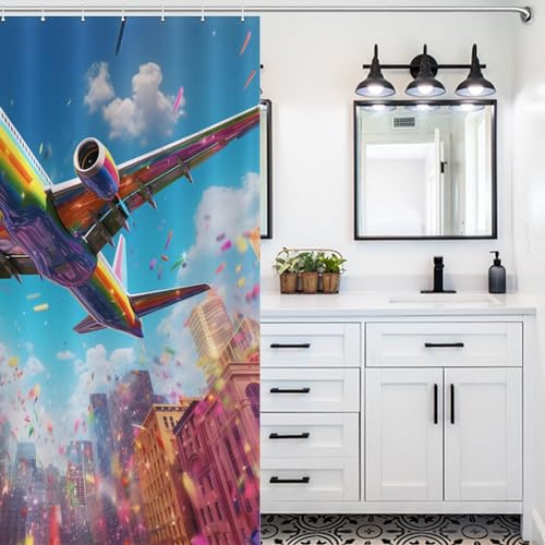 Avion rideau de douche lavable 140x183 en polyester pour baignoire - 5