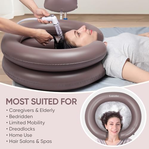 Image of Inflatable Shampoo Basin for Bedridden, Portable Hair Wash Bowl | Soft neck support with easy drainage helps elderly, disabled, injured, and post-surgery users enjoy comfortable bedside care