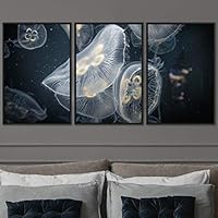 3 Piece Framed Canvas Wall Art Colorful Jellyfish Marine Life Canvas Prints Home Artwork Decoration for Living Room,Bedroom - 16