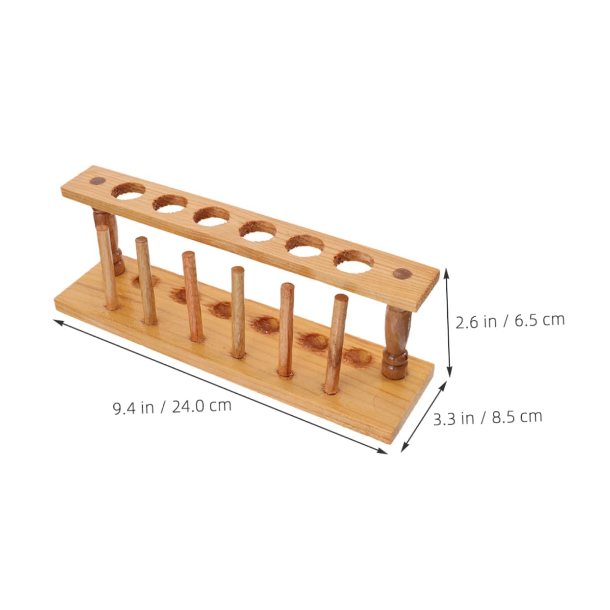 FUNOMOCYA 6Hole Test Tube Rack Test Tube Stand for Laboratory Use Wood Test Tube Organizer Holder for Test Tubes for Science Experiments