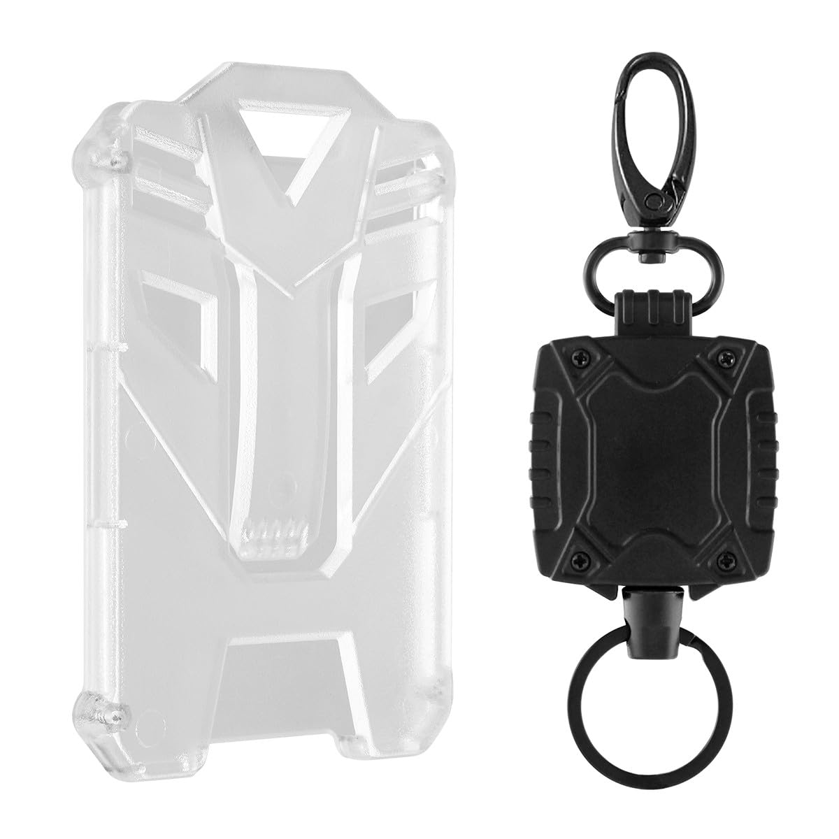 Mecool 2 Pcs Retractable Badge Holders Hard Plastic Extendable Lanyard with Card Holder, Square