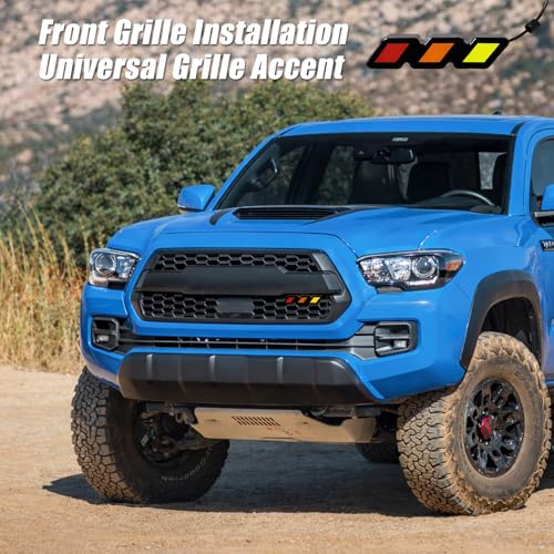 Image of Tri-Color LED Front Grille Accent Light, Universal Illuminated Grille Badge Emblem for Pickup Trucks & SUVs, Fits Mesh or Slotted Grille, Compatible with F-150, Tacoma, Tundra, 4Runner, Acc Powered