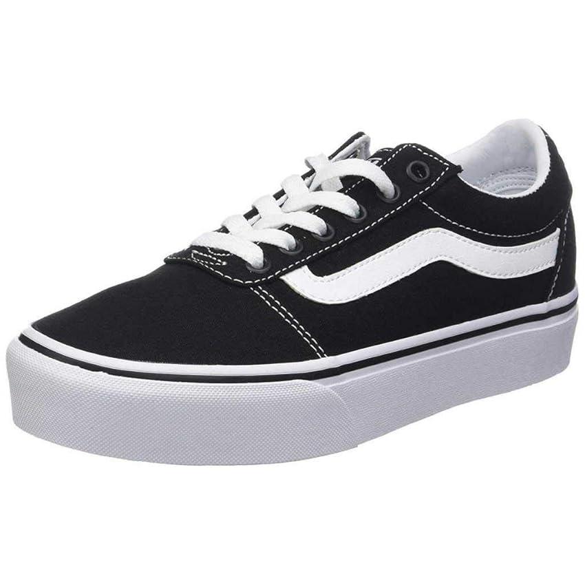 Vans Ward Platform Canvas - Scarpe da Ginnastica Basse Donna, Nero ((Canvas) Black/White 187)