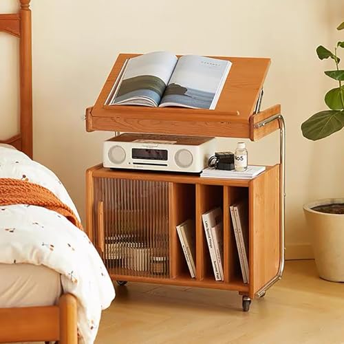 Table d'appoint en bois massif ajustable meuble de rangement design - 2