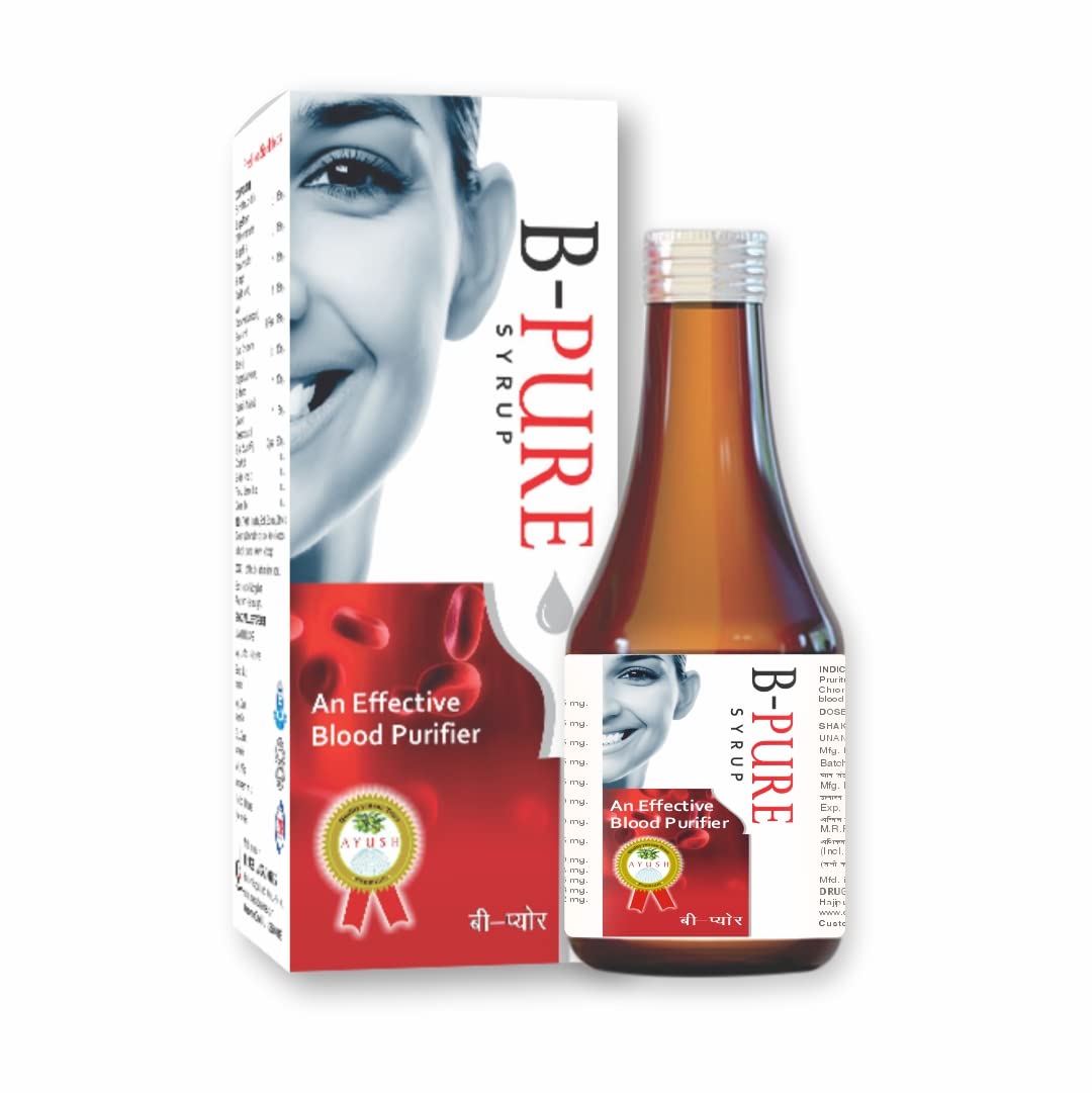 Drugs Laboratories B.Pure Blood Purifier – 200ml Syrup | Reduces Pimples and blemishes | Prevents Acne | Remove Allergy 100% Safe, Ayurvedic Formula for Glowing Pimple free skin | Pack of 2