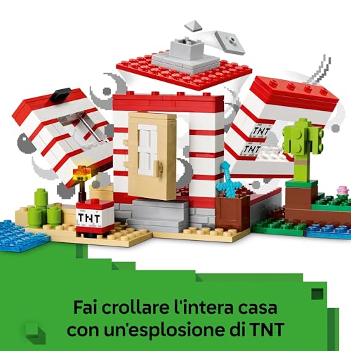 Minecraft Casa nella Giungla Esplosiva - Giocattolo Interattivo con Modello di Barca, Figure di Steve, Creeper e Zombie, Funzione TNT - Regalo per Gamer, Bambini e Bambine da 8 Anni in su - 21275 - Lego - Immagine 2