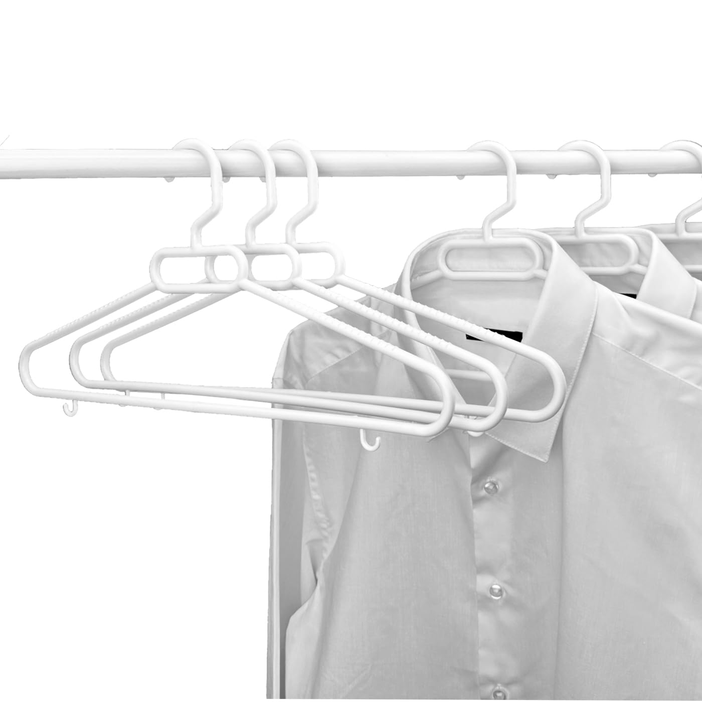 GVTECH Perchas De Plástico Para Ropa, Paquete De 50, Resistentes, Duraderas, Antideslizantes, Delgadas, Color Blanco