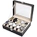 READAEER 10 Slot PU Leather Watch Box Display Case Jewelry Organizer with Glass Top