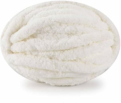 Soft Chunky Yarn, Hand Knitting Wool, Fluffy Chenille Yarn for Blankets Hats Scarfs or Pet Bed Milky White