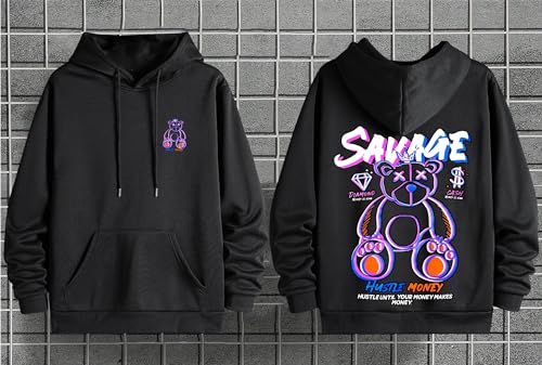 Image of Dagcros Hoodies Printed Fleece Lined Sweatshirts Casual Athletic Workout Pullover with Kangaroo Pocket for Men's