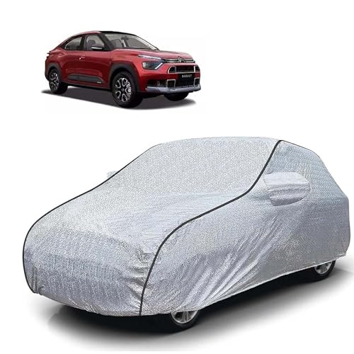 Image of Sulfar 100% Waterproof Car Body Cover Compatible with Mirror for CITROEN Basalt (Triple Stitched, Full Bottom Elastic, Magic Silver with Black Piping)
