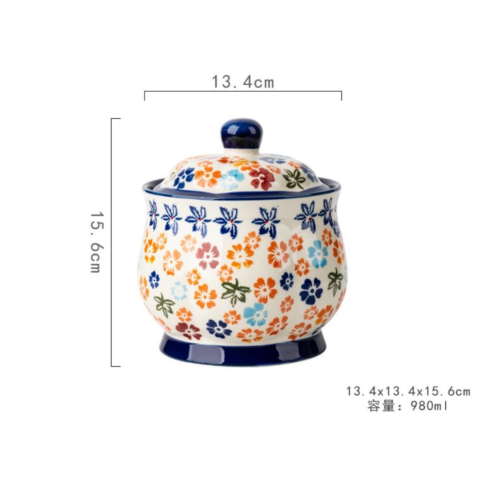Amazon｜Aeroorフローラルセラミッククッキージャー 密閉蓋付き 密封瓶