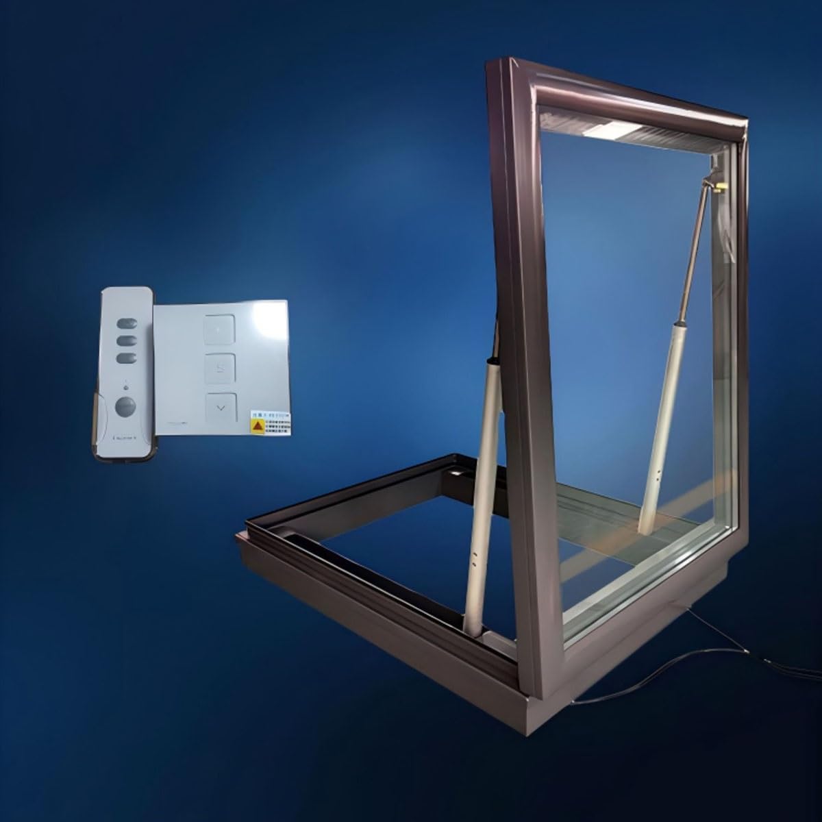 Electrical Skylight, Clear Roof Window for Shed, Durable Aluminum Alloy Egress Attic Basement Manual Venting Deck for Attic/Sun Room(39x39in)