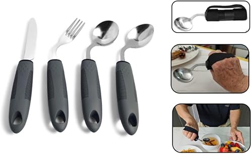 Miniatura 3 de Adaptive Utensils,Weighted Utensils for Shaky Hands and Parkinson's Patients, Adaptive Utensils for Elderly Soft Grip Handle Design, Non-Slip Wide