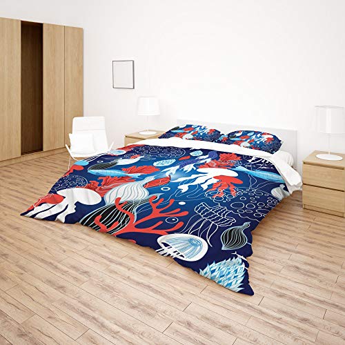 Housse de couette poisson durable en polyester ultra doux pour lit king size d'hôtel