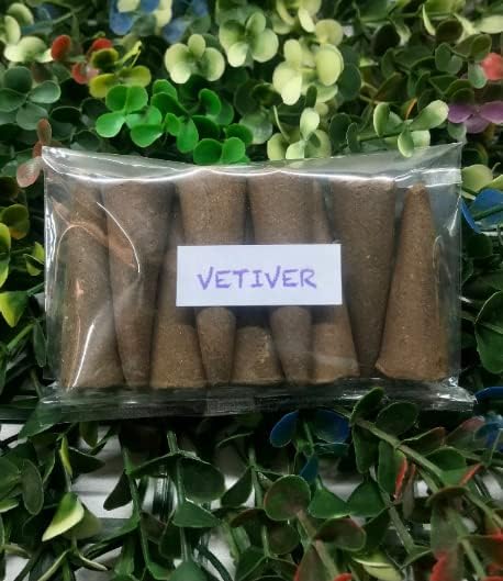 Conos de incienso vetiver (25 conos) – Conos de incienso 100% naturales – Conos de incienso de Navidad – Incienso tradicional indio (sin conos