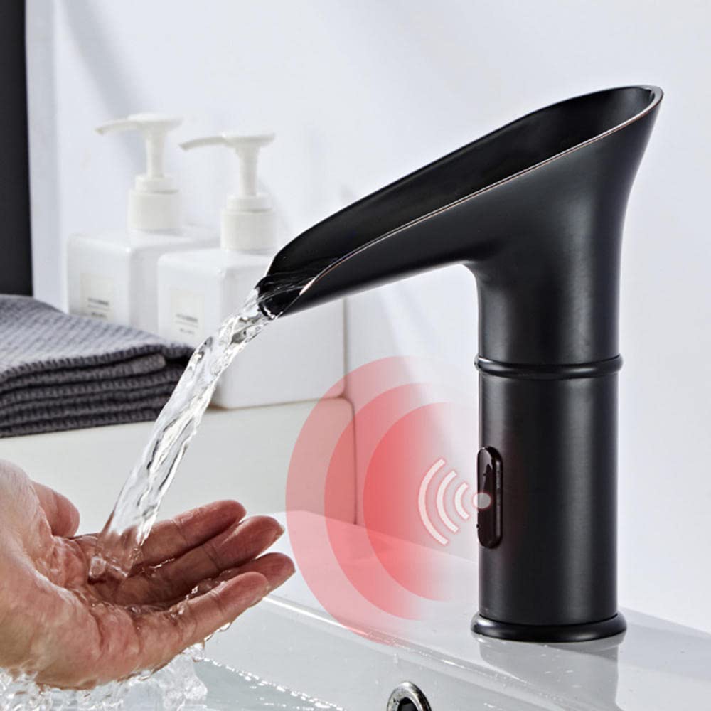HADECOLL Sensor Mixer Taps Cold Water Basin Tap Touchless Sink Faucet Retro Waterfall Bath Taps Wash Basin Taps-Antique_High