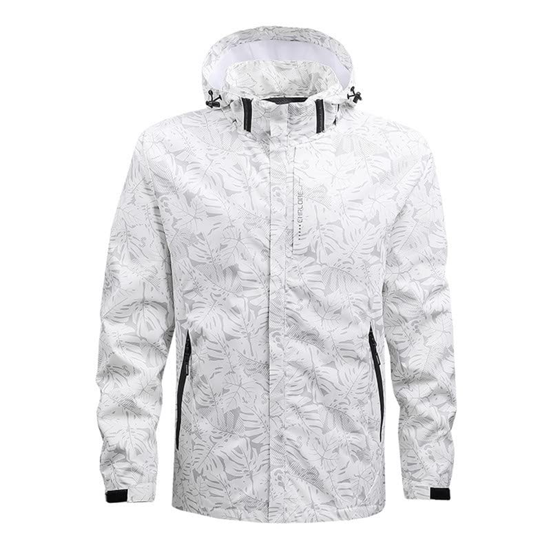 Veste coupe-vent légère homme blanche à capuche randonnée voyage L