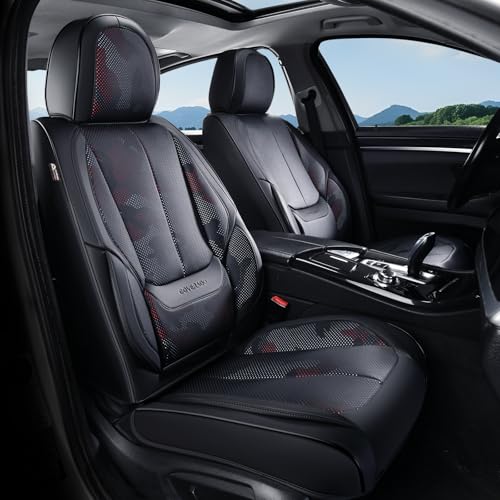 Image of Coverado Seat Covers, Car Seat Covers Front Seats, Leather Seat Covers for Cars, Car Seat Protector Waterproof, Black Car Seat Cushion, Front Carseat Cover Universal Fit for Most Cars Camo
