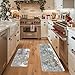 Artoid Mode Deer Tree Let It Sonw Snowflakes Christmas Kitchen Mats Set of 2, Winter Decor Low-Profile Kitchen Rugs for Floor - 17x29 and 17x47 Inch
