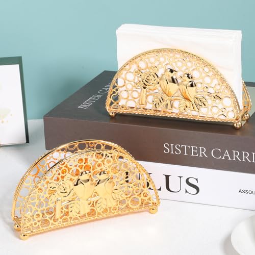 ABOOFAN 2pcs Metal Napkin Holder Decorative Serviette Holder for Table Gold Napkin Stand for Home Kitchen Restaurant Hotel Reception and Party - Image 2