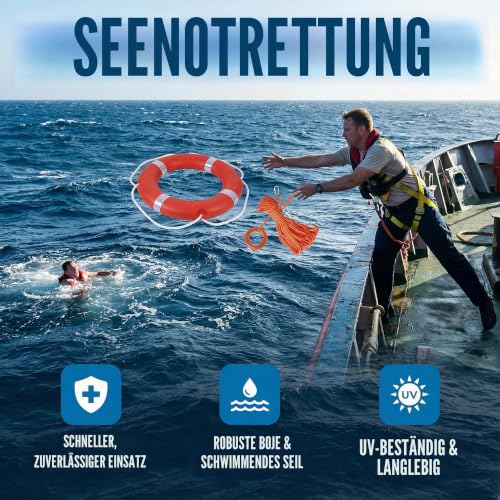 72 cm Boots Rettungsringe Rettungsring mit schwimmendem lebensrettendem Seil, 30 m Set, professioneller Wurfring, Rettungsschwimmer (72cm/ 28inch)