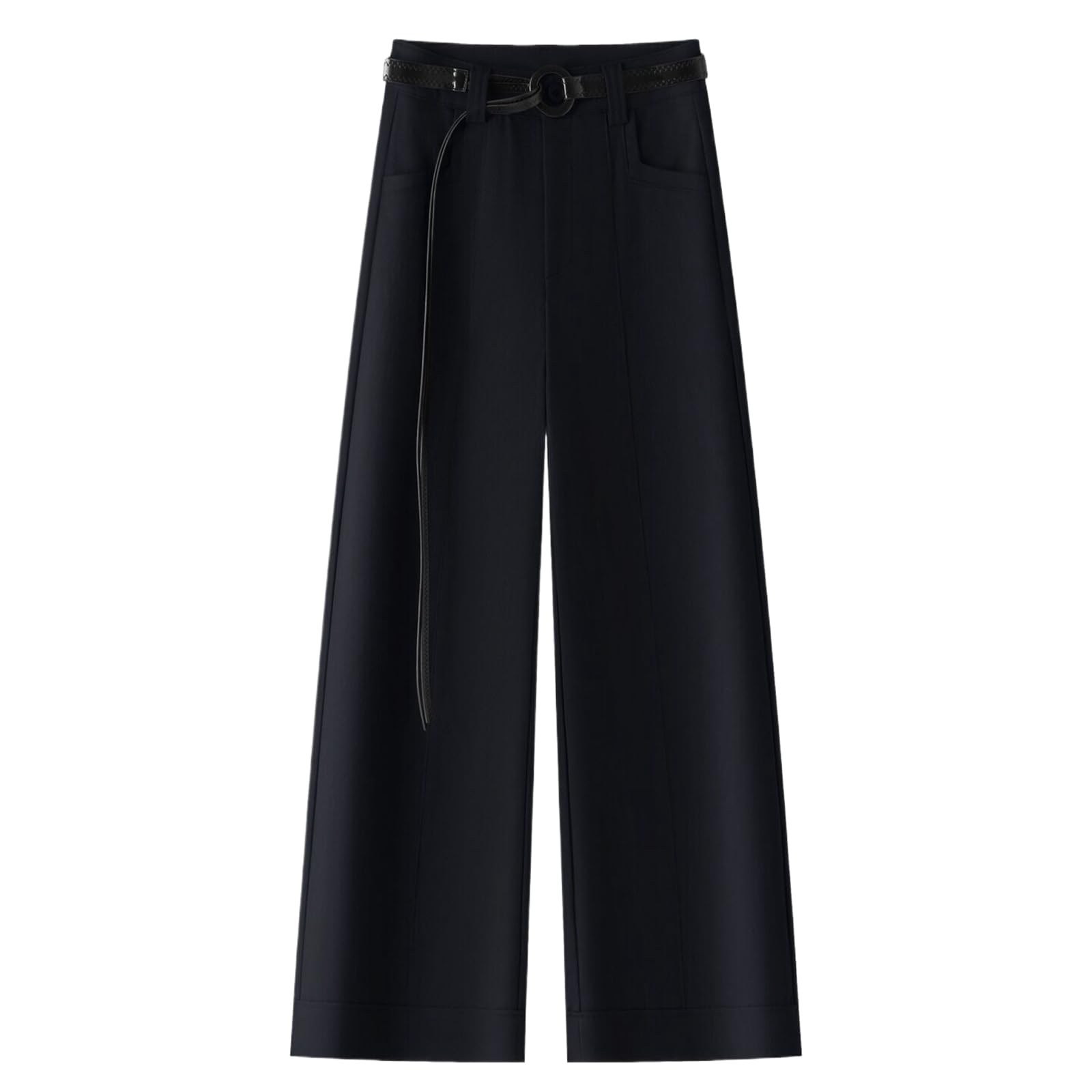 Womens Fall High Waist Loose Cropped Casual Suit Straight Wide Leg Pants