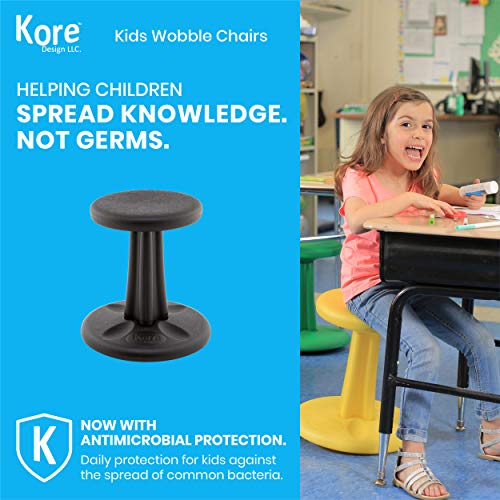 Image of Kore Junior Wobble Stool, Flexible Seating, Ages 8-9, 16in, Black | Wiggle chair for classroom and home boosts focus, improves posture, and provides an energy outlet; anti-tip base; Made in USA