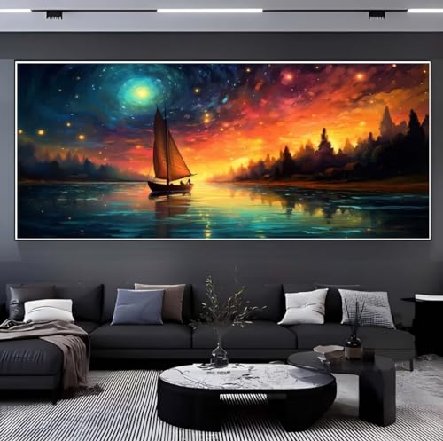 Peinture diamant adulte forêt mer f31 : Créez votre décoration murale salon XXL