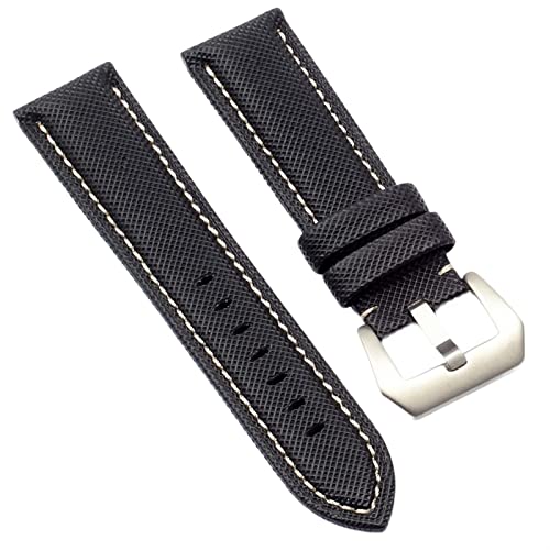Bracelet montre homme 24mm fibre de carbone nylon noir blanc