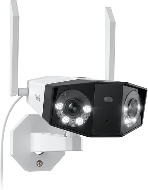 Reolink 4K WiFi Security Camera Outdoor with 180° Ultra-Wide Angle, 2.4/5 GHz WiFi IP Camera, Smart Human/Vehicle/Pet Detection, Color Night Vision, Two-Way Audio, IP66, Duo 2 WiFi