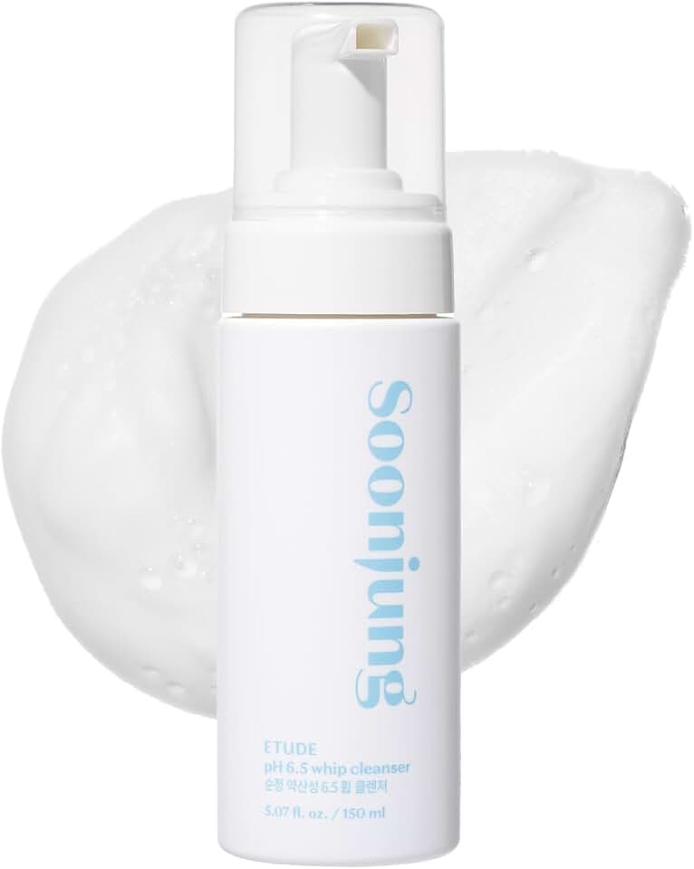 ETUDE SoonJung pH 6.5 Whip Cleanser 5.06 fl.oz | Non Comedogenic & Hypoallergenic Soft Bubble Hydrating Facial Cleanser for Sensitive Skin | Low-pH Korean Face Wash | K-Beauty (5.06 fl oz)