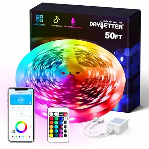 DAYBETTER 50ft Smart RGB LED Strip Lights Cover