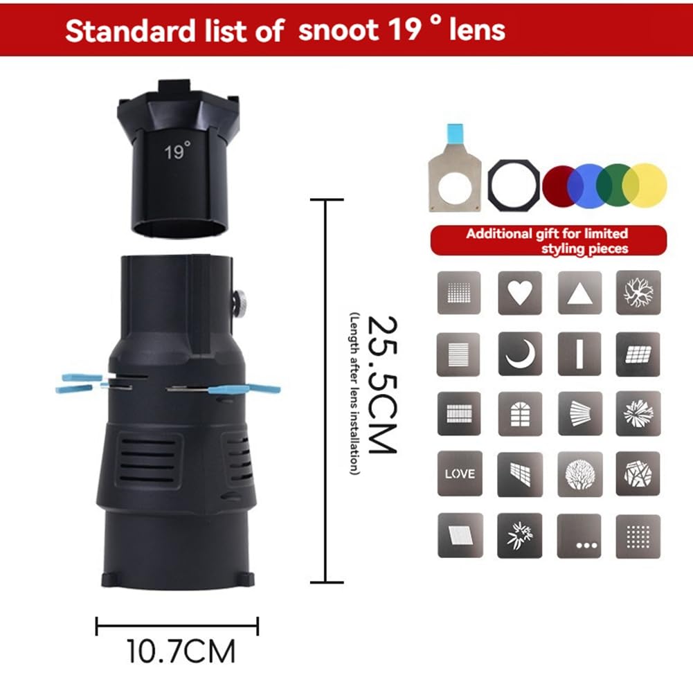 Focalize - Condensador cónico para fotografía Bowens Mount con formas geométricas integradas de hojas y filtro gobo de 19°